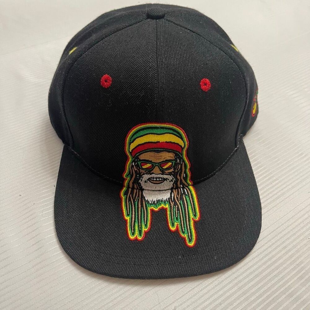 Black Rasta Dreadlocks Baseball Cap with Red Accents